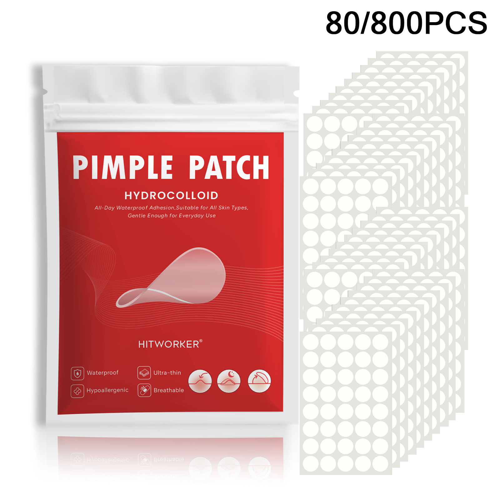 Healing Wellness - 80/ 800PCS Hydrocolloid Acne Patch Invisible